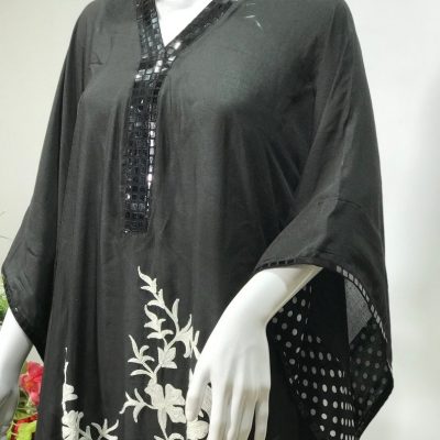 Black Kaftan with Kashmiri Aari Embroidery