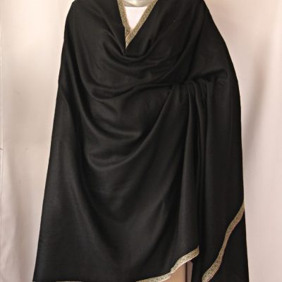 Black Hand Embroidered Kashmiri Pure Pashmina Shawl