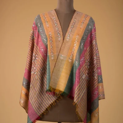 Multicolored Design Embroidered Pashmina Stole